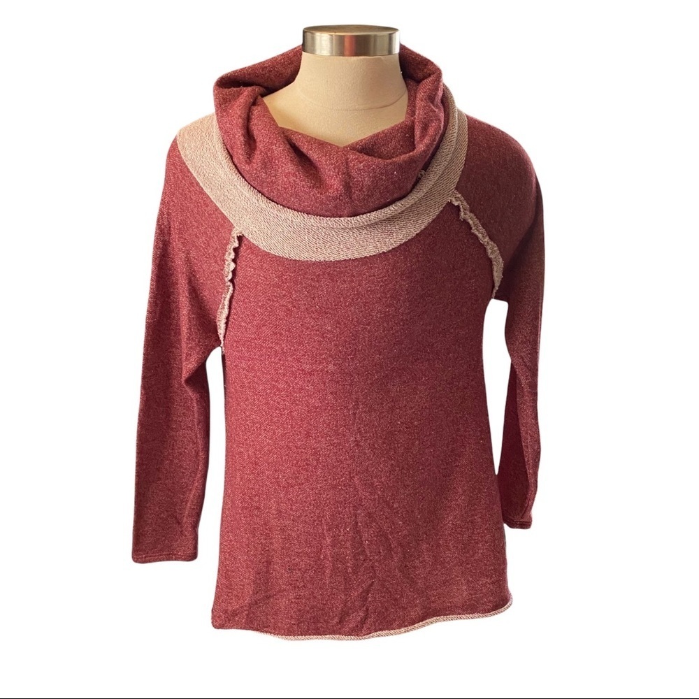 Vanilla Bay Marled Maroon Inside Out Long Sleeve Cowl Neck Sweater Women's Large